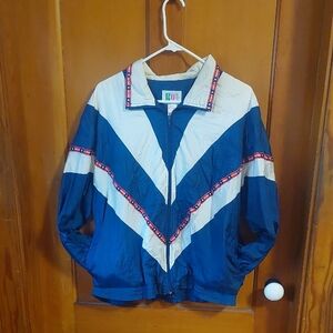 Vintage Blue and White Windbreaker Jacket